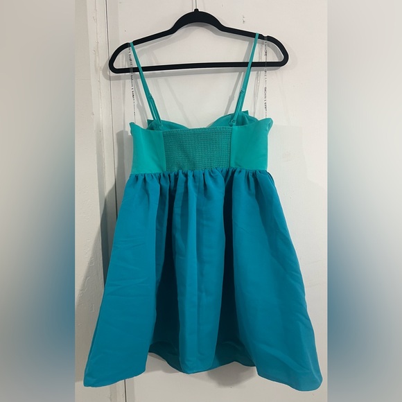 Sachin & Babi Sloane Taffeta Double-Bow Pleated Colorblock Mini Dress - Picture 2 of 5